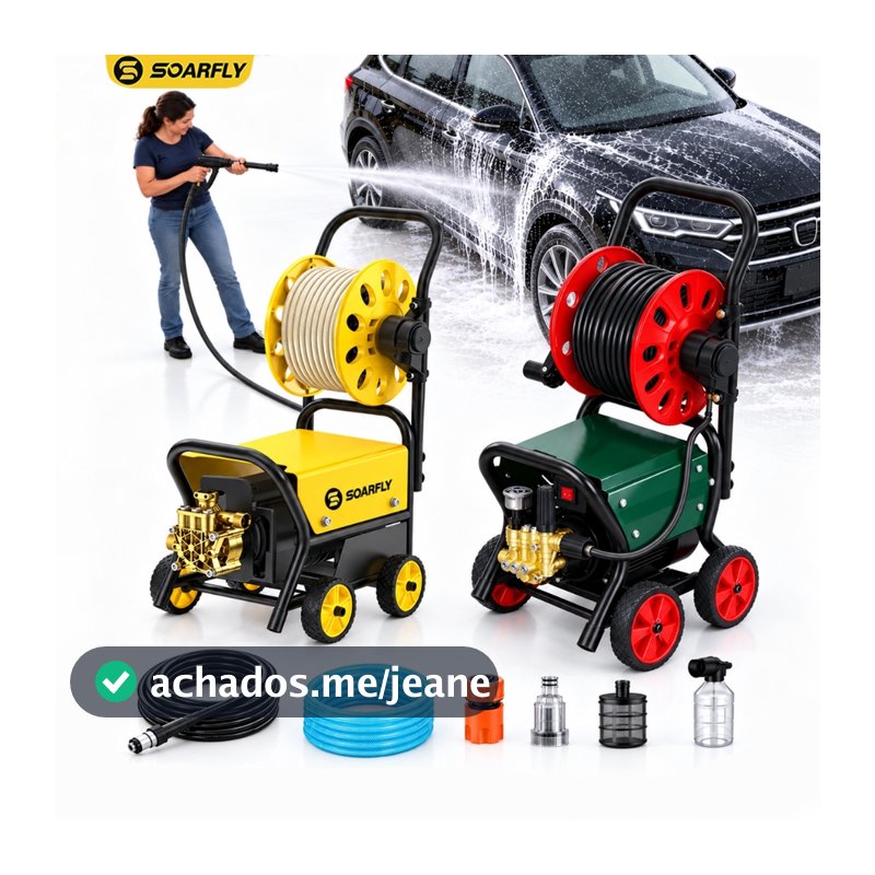SOARFLY Lavadora Profissional de Alta Pressão 5800W/6800W Com Carretel de Tubo de água