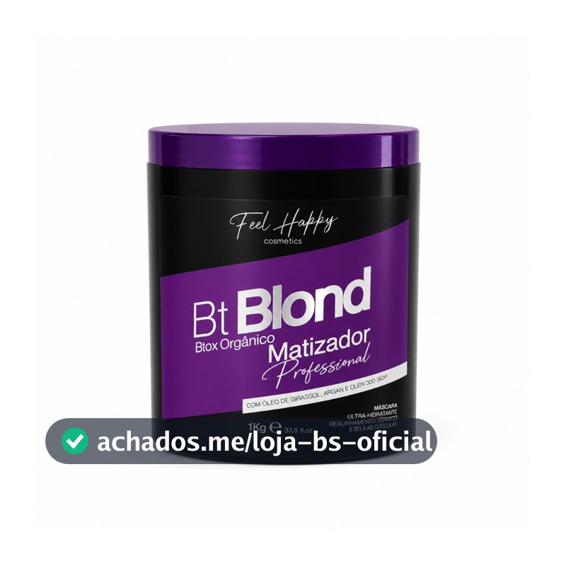 Máscara Capilar Anti Frizz BTox Orgânico Blond Loiro 1000gr Feel Happy