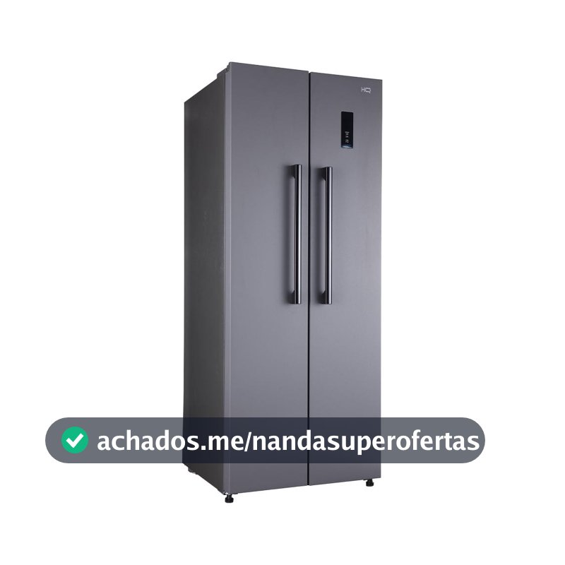 Geladeira Refrigerador HQ Frost Free Side By Side 460 Litros Cinza HQ-460SBSFF