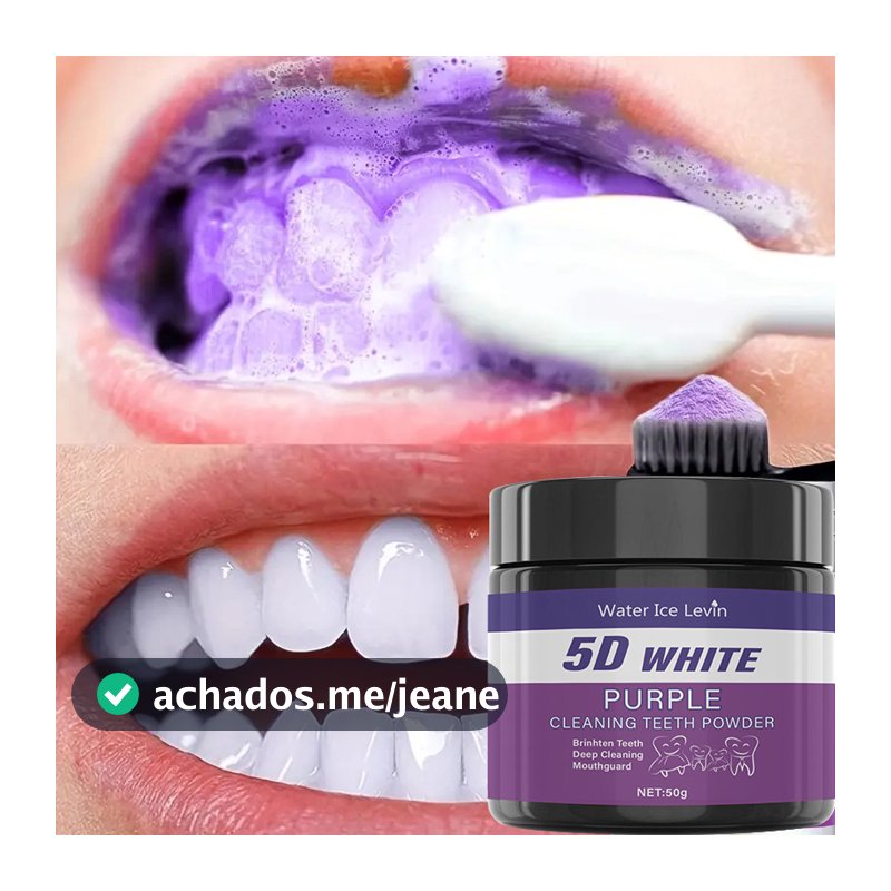 Pó Roxo Para Limpeza De Dentes-Sem Sulfato , Profunda E Polimento , Clareia Os Em 5 Dias , Portátil Uso Diário Viagens