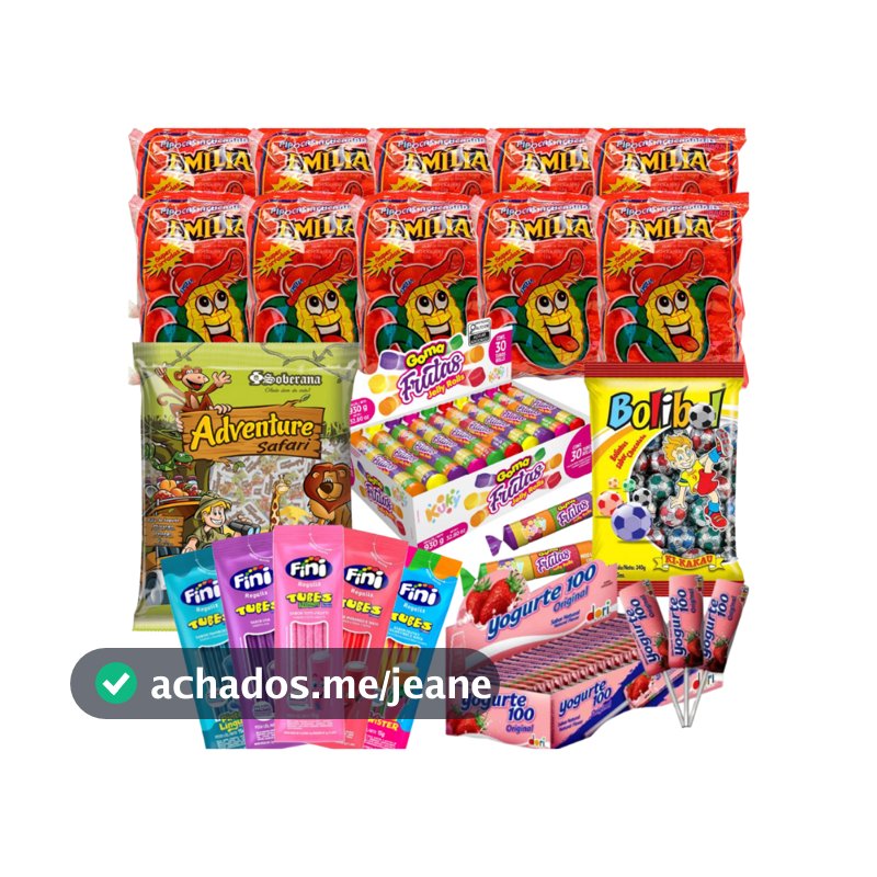 Kit 120 Doces para Sacolinha Surpresa Baratos Aniversário Festa Infantil Criança Fini Pipoca Bala