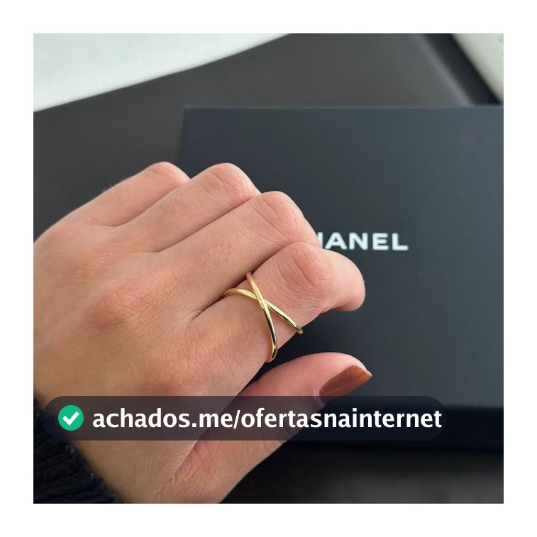 Anel Cruzado Ajustável Banhado a Ouro 18k