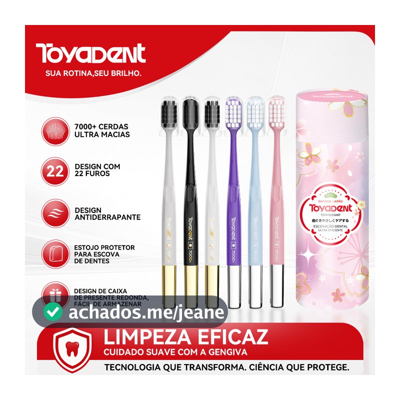TOYADENT Escova Dental 7000+ Cerdas Ultramacias,Para Dentes Sensíveis,Kit 6 +Capa Individual