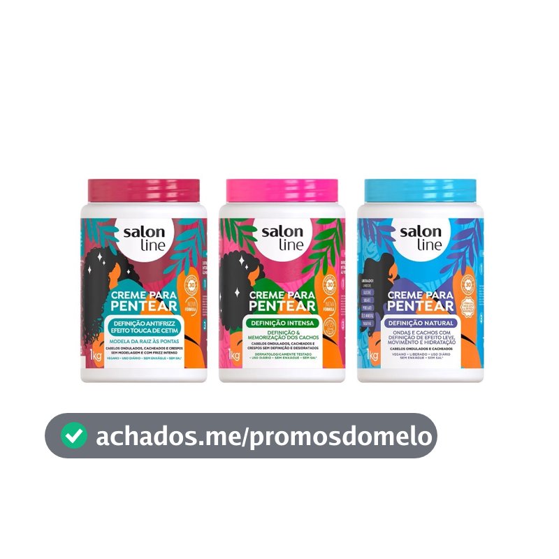 Kit com 3 Cremes Para Pentear Definição Salon Line