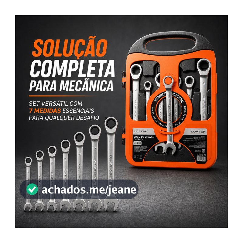 Jogo Chave Combinada Catraca Articulada 7 Peças 08 A 19mm