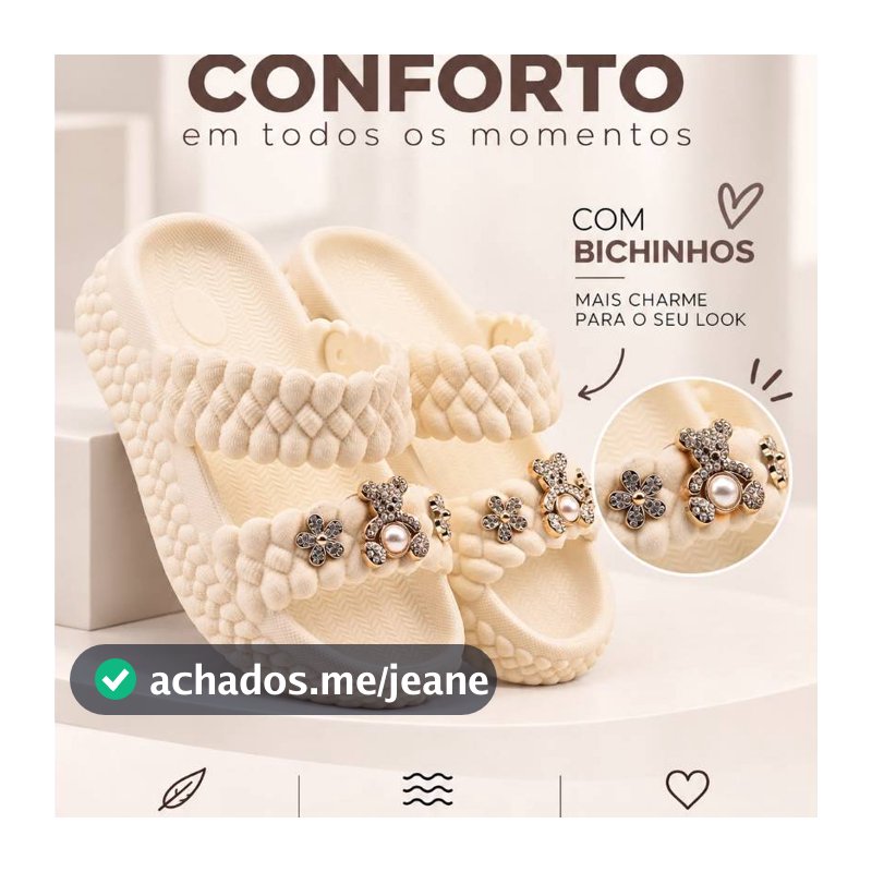 Sandália Chinelo Botons Ursinho Lançamento Confortável 23/24AO35/36