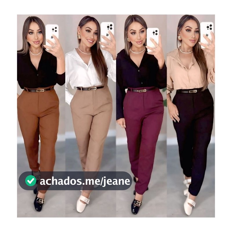 CALÇA ALFAIATARIA FEMININA CINTURA ALTA SOCIAL SHAPE ELEGANTE