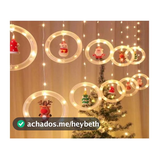 Cortina de Luz LED Cascata Pisca-Pisca Natal  Estrela, Papai Noel Decoração Festiva