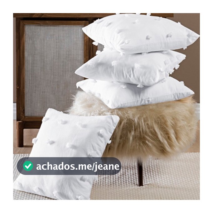 Kit 4 Capas Almofada Pompom 3D Poppy 300 fios 45cmx45cm / 60cmx30cm