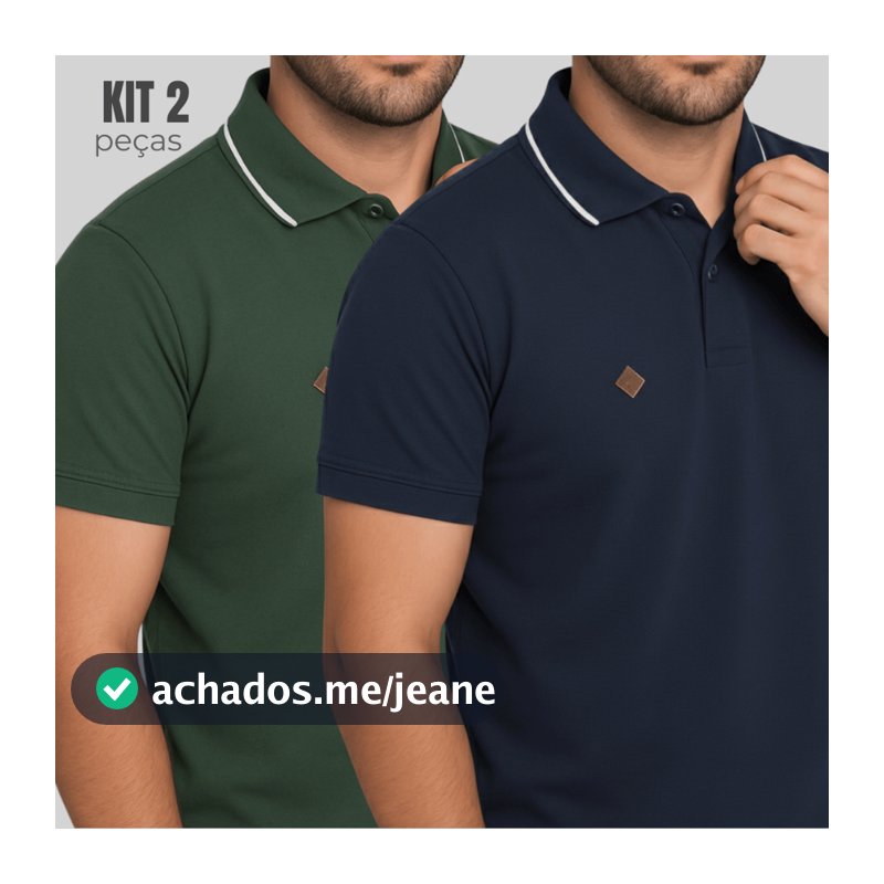 KIT 2 Camisa Gola Polo Alta Qualidade 100% Algodão Camiseta Básica Masculina  Diversas Cores