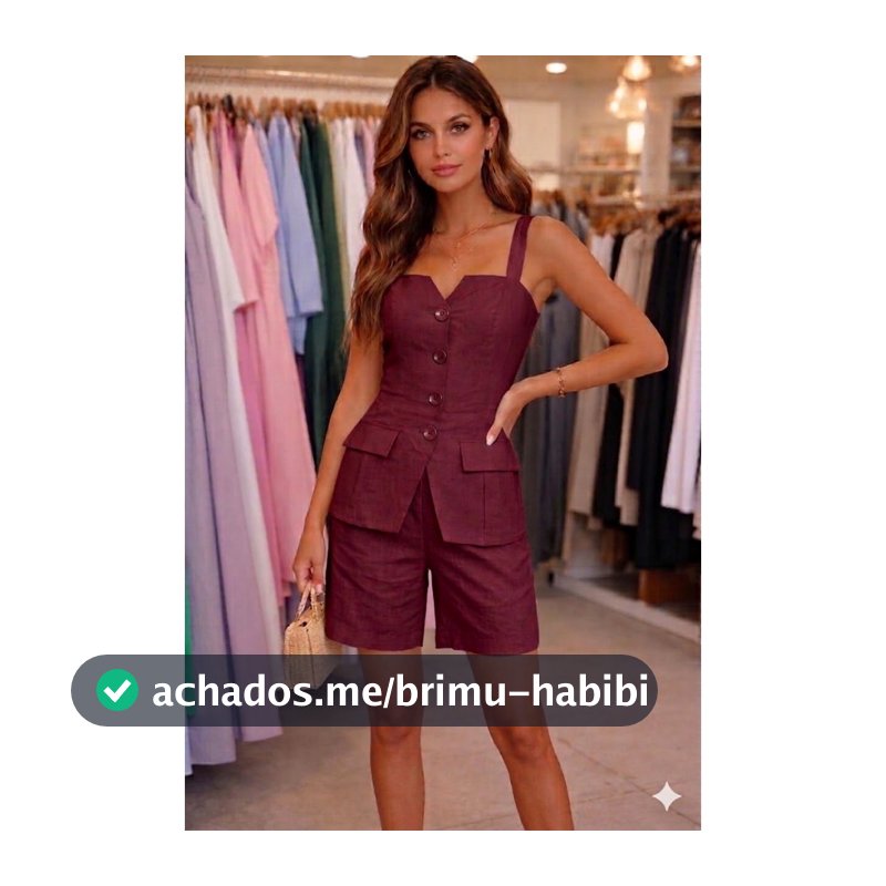 Conjunto Feminino Colete com alças e Bermuda Twill