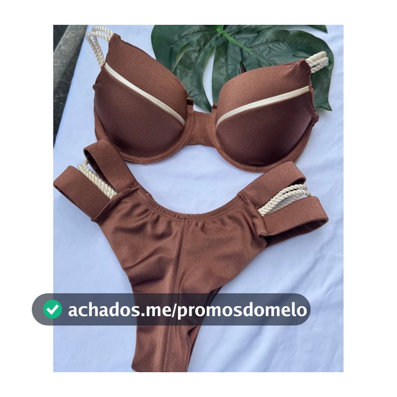 Biquíni Premium Meia Taça Retrô Texturizado-Brilho com Bojo Removível