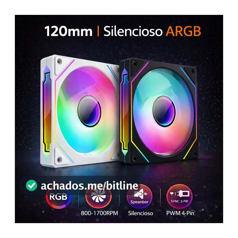 Fan ARGB DELTA-C1261 5v 3 Pin Máx 1700RPM ±10% 120mm Gamer PC Computador Refrigeraçao anti Ruido
