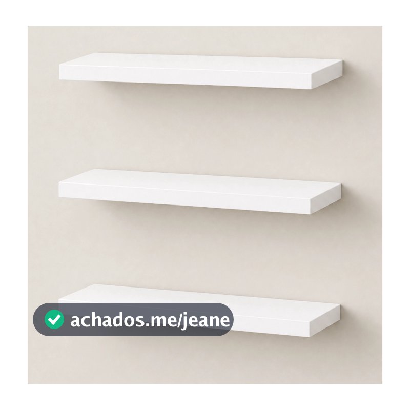 Kit 3 Prateleiras Flutuantes MDF  30x10cm 15mm Nicho Decorativo de Parede Cozinha Sala Banheiro Escritorio branco