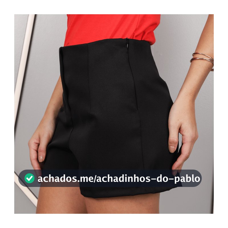 Shorts Feminino de Alfaiataria Elastano Cintura Alta Curto com Bolso Verão Barata Premium Com Sinto