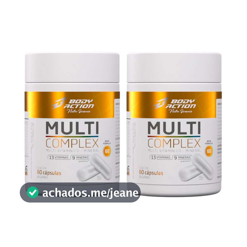 Kit 2x Multivitamínico Multicomplex 60 Cápsulas - 4 Meses Bodyaction