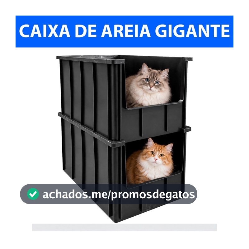 Kit 2 Caixas De Areia Gato Pet Plástica 61 Litros Grande Resistente Organizadora C/ Abertura Frontal