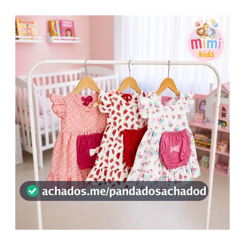 Vestido Infantil Menina Kit 3 Peças Conjunto Feminino Criança Pronta Entrega 0 a 4 Meses Sortidas