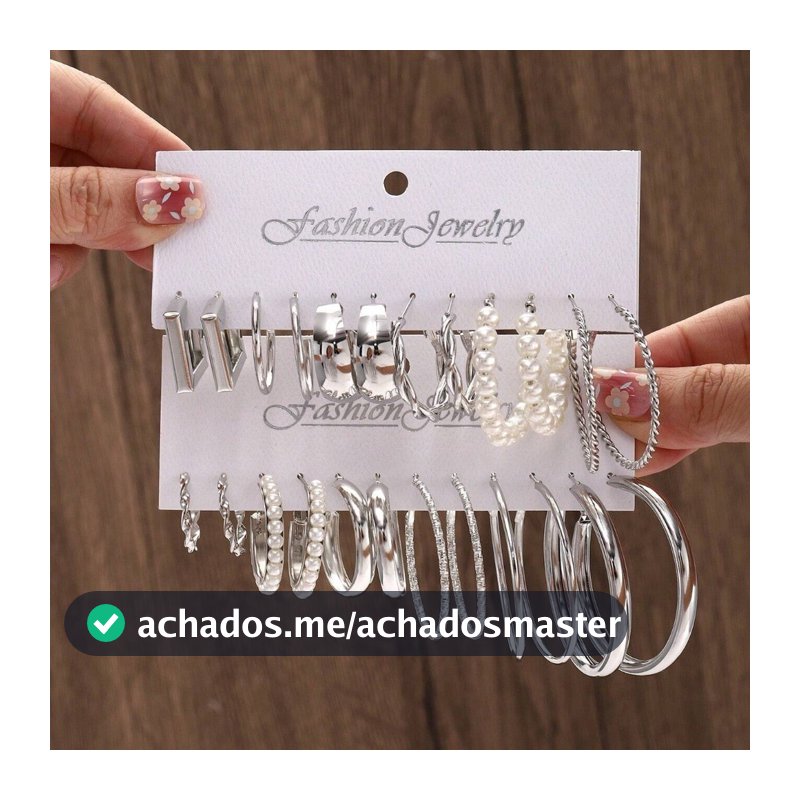 Conjunto de brincos de metal e pérolas de 6/12 peças em ouro/prata, elegantes e luxuosos, perfeitos para presentes