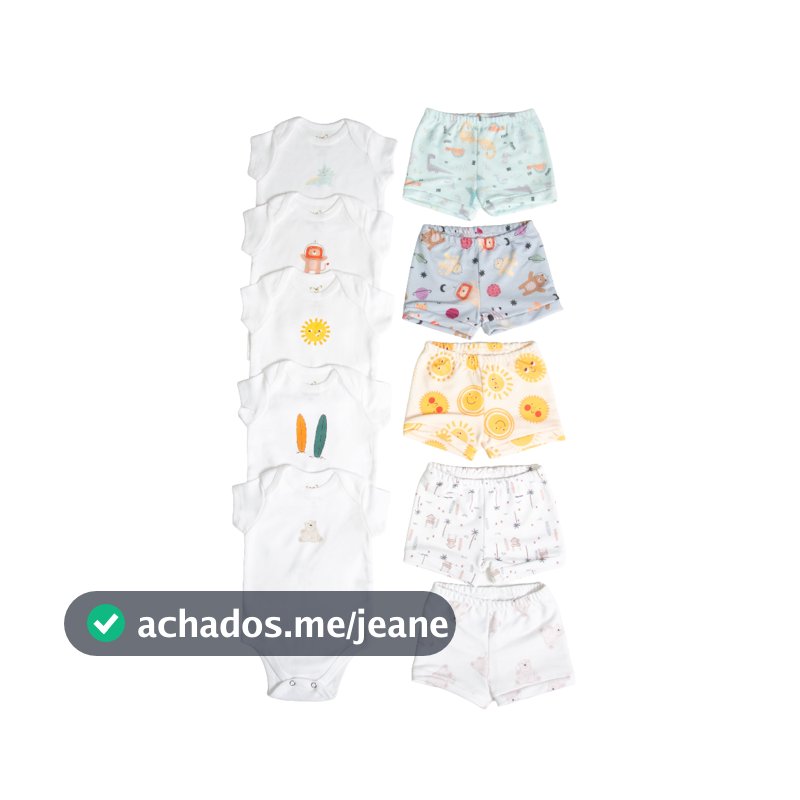 Kit 10 peças Curto - Conjunto Pranchinha, Leão, ursinho, Dino Rex, Solzinho
