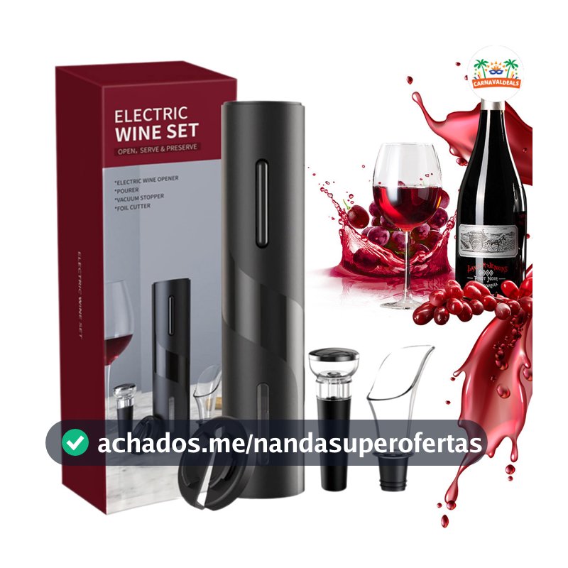 Abridor De Vinho Elétrico Automático Saca Rolha A Pilha Utilidade Doméstica Presente
