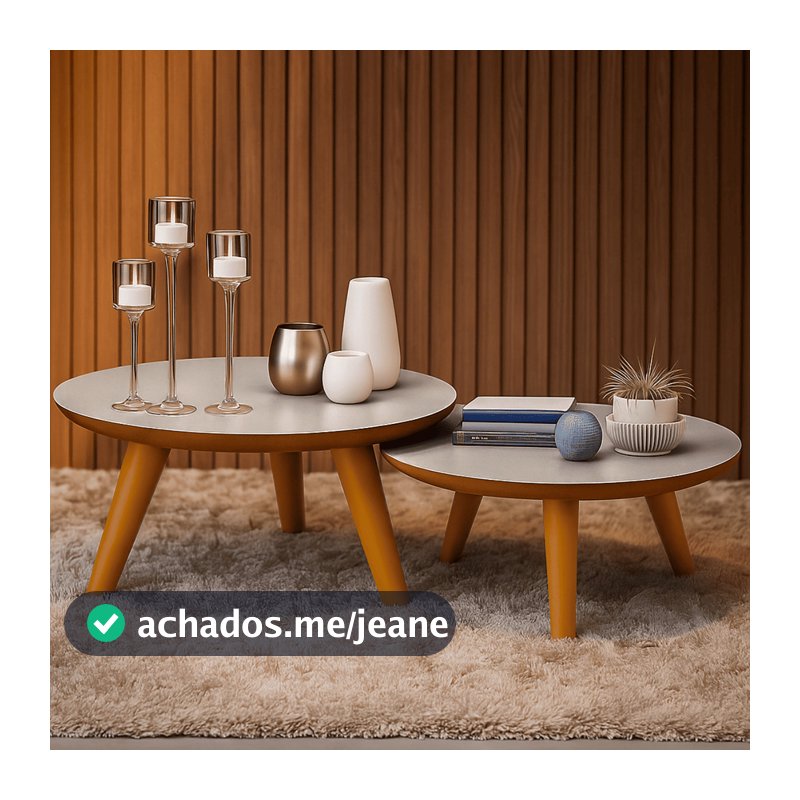 Mesas De Centro Redonda Com Pés Plástico PVC Caramelo Kit 2un Para Sala Sofá Decoração