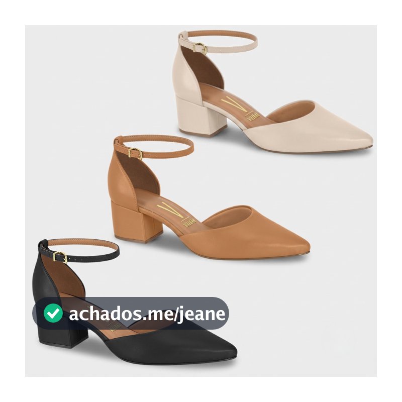 Sapato Scarpin Vizzano Salto Baixo Feminino Bico Fino Confortável Trabalho