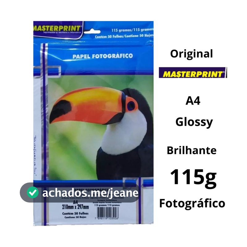 Papel Fotográfico 115g A4 Glossy Brilhante Resistente a Água Masterprint