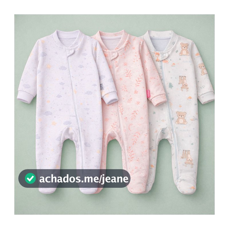 Macacão com Zíper Fleece Luxo Estampado para Bebê e pé Antiderrapante