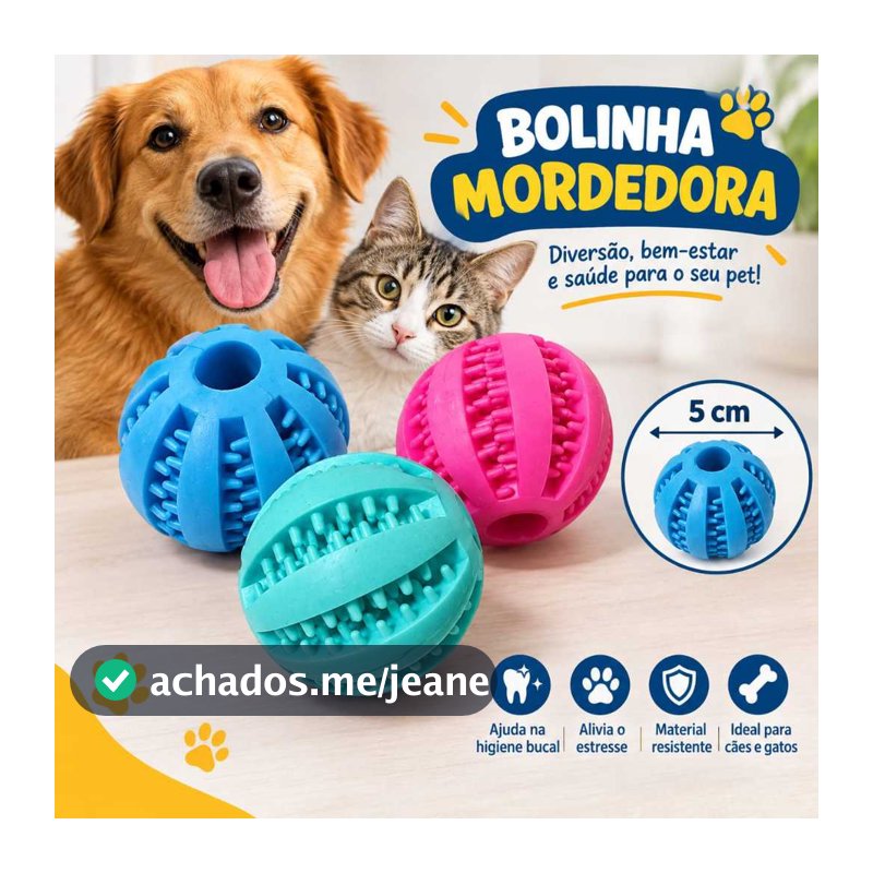 Bola Mordedora para Cães Limpeza Dental e Controle de Tártaro