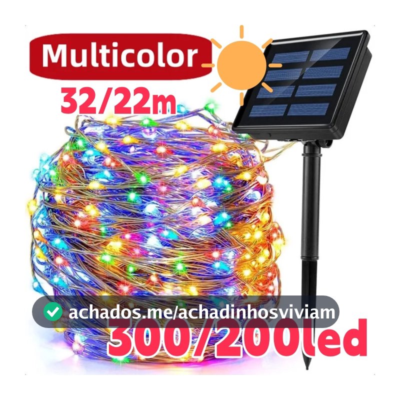 300LED Luzes de Natal Solares de 32m/22m para Decoração Externa Festiva 8 Modos à prova D'água