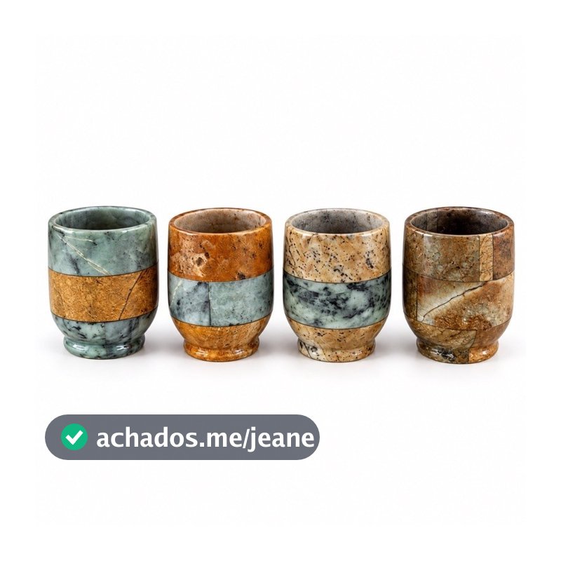 kit 4 copinho dose pedra sabão Envernizado