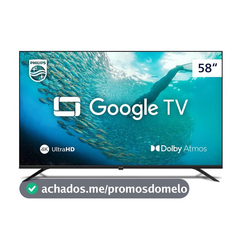 Smart TV Philips PUG7019 4K UHD de 58" Google TV Dolby Vision/Atmos e Google Assistente