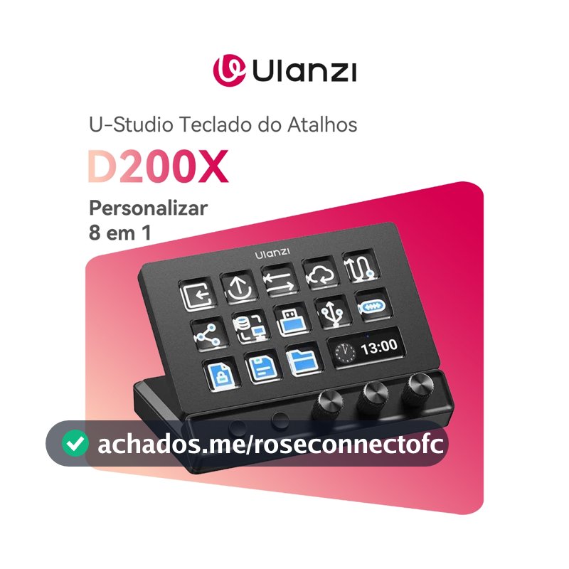 ULANZI D200X  8 em 1 Deck U-Studio Stream Teclado controlador 14 teclas LCD, USB-C/SD/TF Para PC/Mac