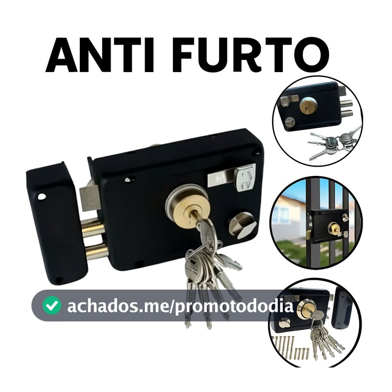Fechadura Tetra Antifurto 6 Chaves Sobrepor Para Portão - Trava de Segurança Reforçada