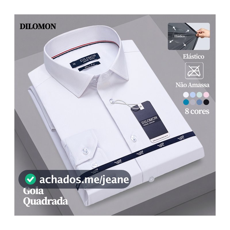 Dilomon Camisa Social Masculina Slim Não Amassa - Blusa Trabalho Branca Manga Longa Premium Brasil