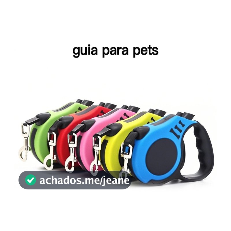 Guia Retrátil Para Pets 3m ou 5m Coleira Automática Cachorro Pequeno e Médio Porte Gatos Varias Cores Promoção