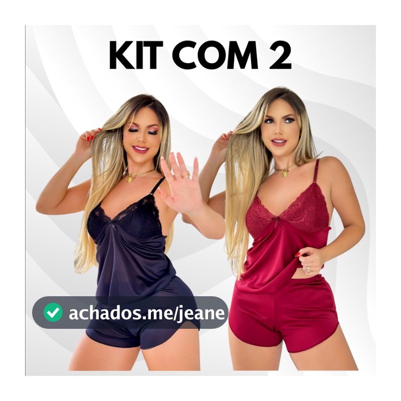 Kit 2 Baby Doll Roupas Femininas Traje De Dormir Sem Bojo Lingerie Sensual Camisola Short