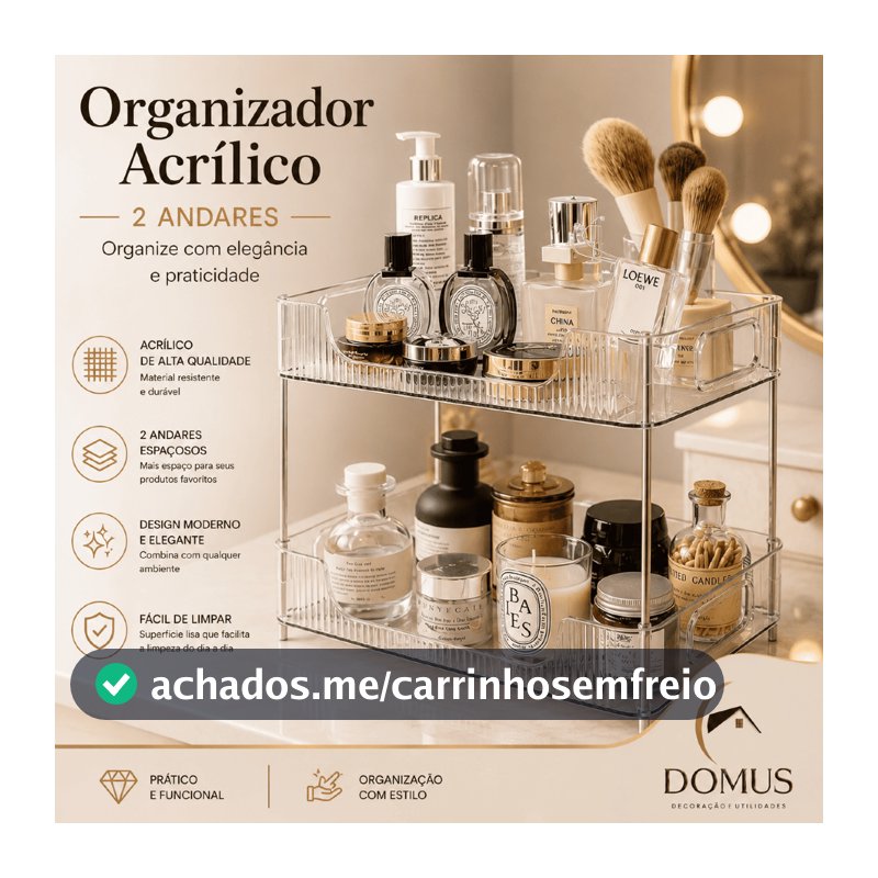 Organizador Prateleira Diamante Acrílico Porta Maquiagem Perfumes