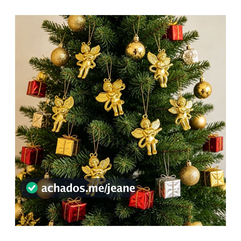 Kit 12/24 pcs Enfeite De Natal Pendurado Anjo Prata Ou Dourado Para Árvore Decoração 5CM