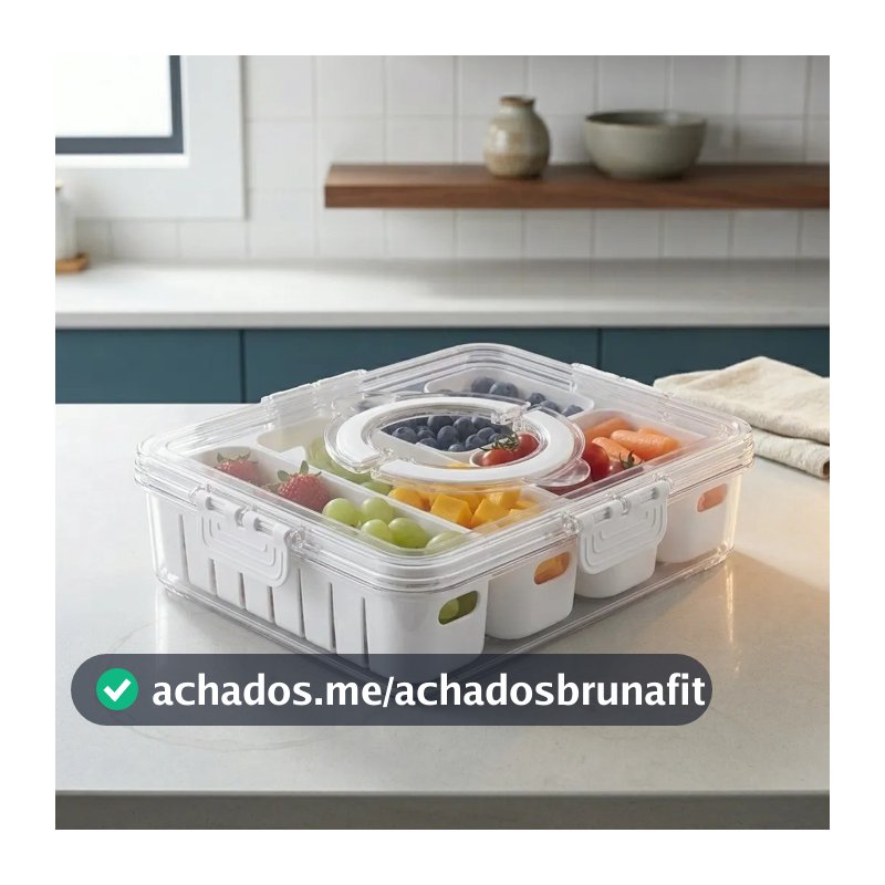 Pote Hermético Organizador Geladeira Armário Cozinha C/ Alça Divisórias