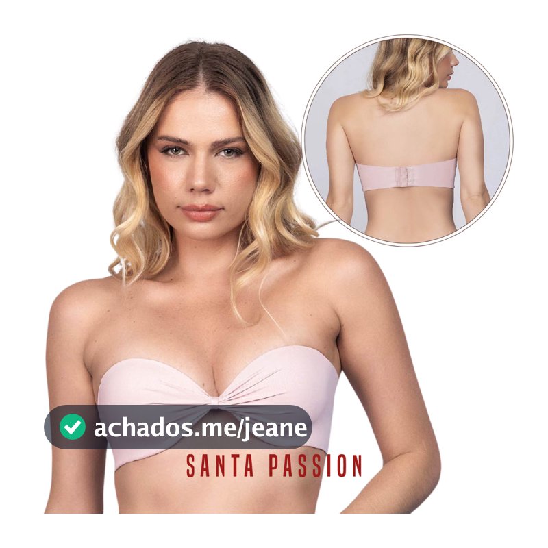Sutiã Santa Passion Tomara que Caia com Bojo e Aro Liso de Alta Sustentação Push Up Confortável