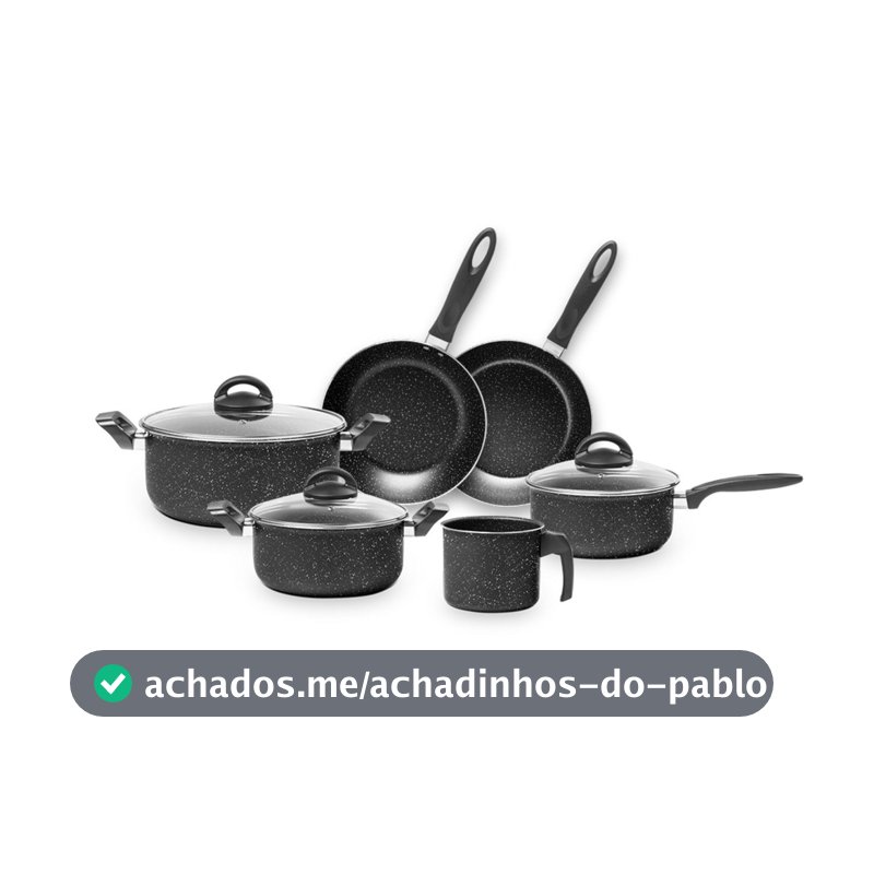 Jogo de Panelas Brinox Antiaderente Ceramic Life 6 Peças Suprema Preta