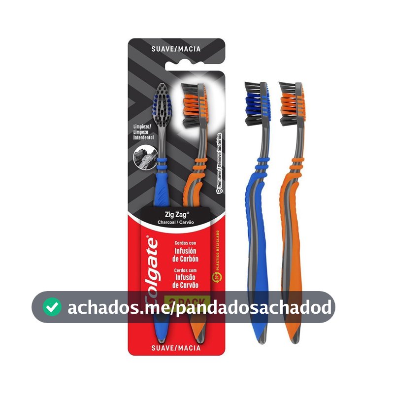 Escova de Dente Colgate Zig Zag Carvão Ativado 2un