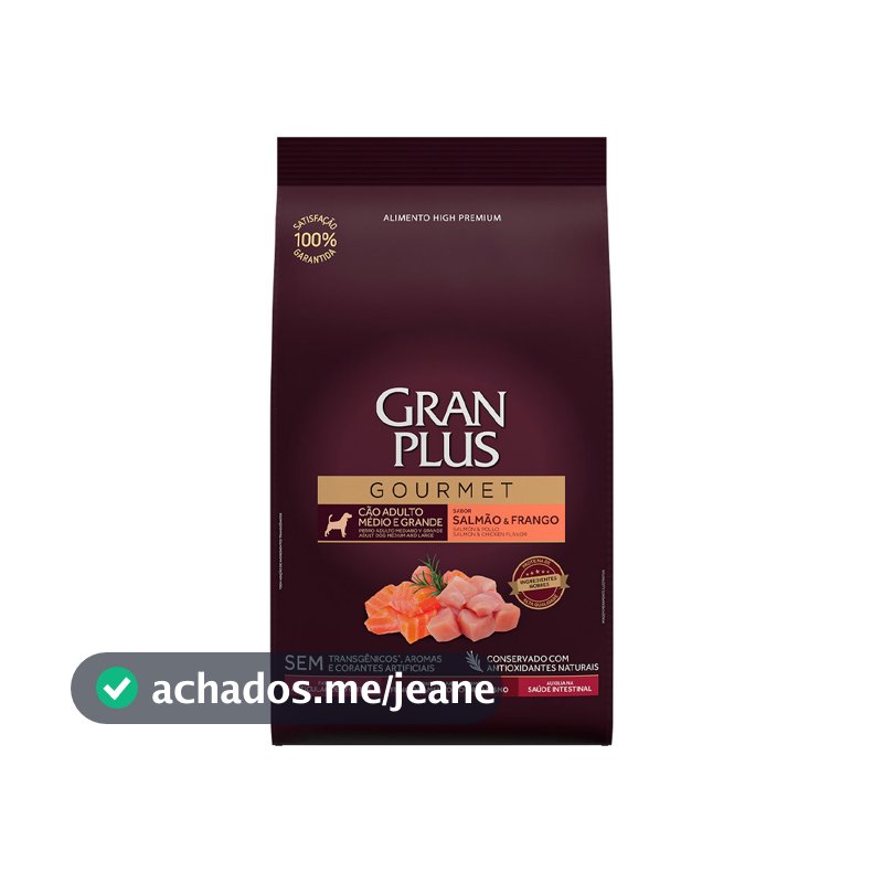 Ração GranPlus Gourmet Cão Adulto Med Grande Salmão Frango 10,1Kg