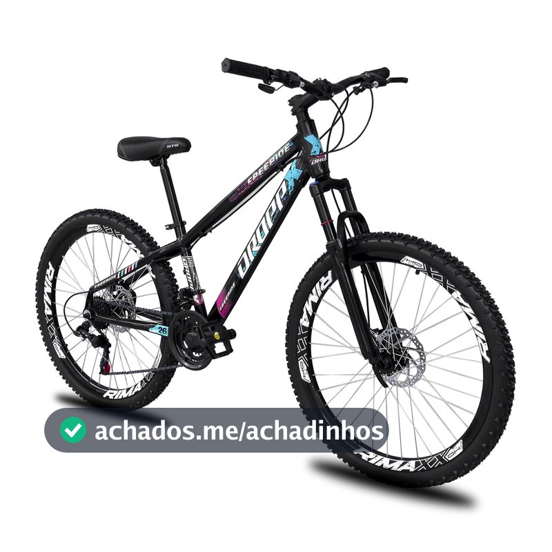 Bicicleta aro 26 Dropp Freeride Alumínio 21 Marchas Freios a disco supensão tipo Vikingx gios vmaxx