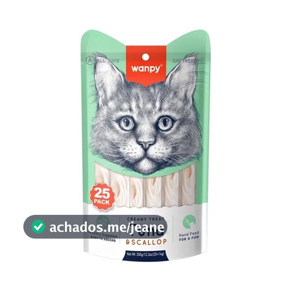 Petisco para gatos Wanpy Creamy Sabor Atum e Vieira Pacote com 25 tubos de 14g - 350g
