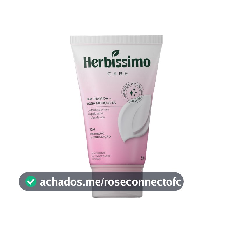 Creme Desodorante Antitranspirante Herbíssimo Care Rosa Mosqueta E Niacinamida Bisnaga 55g