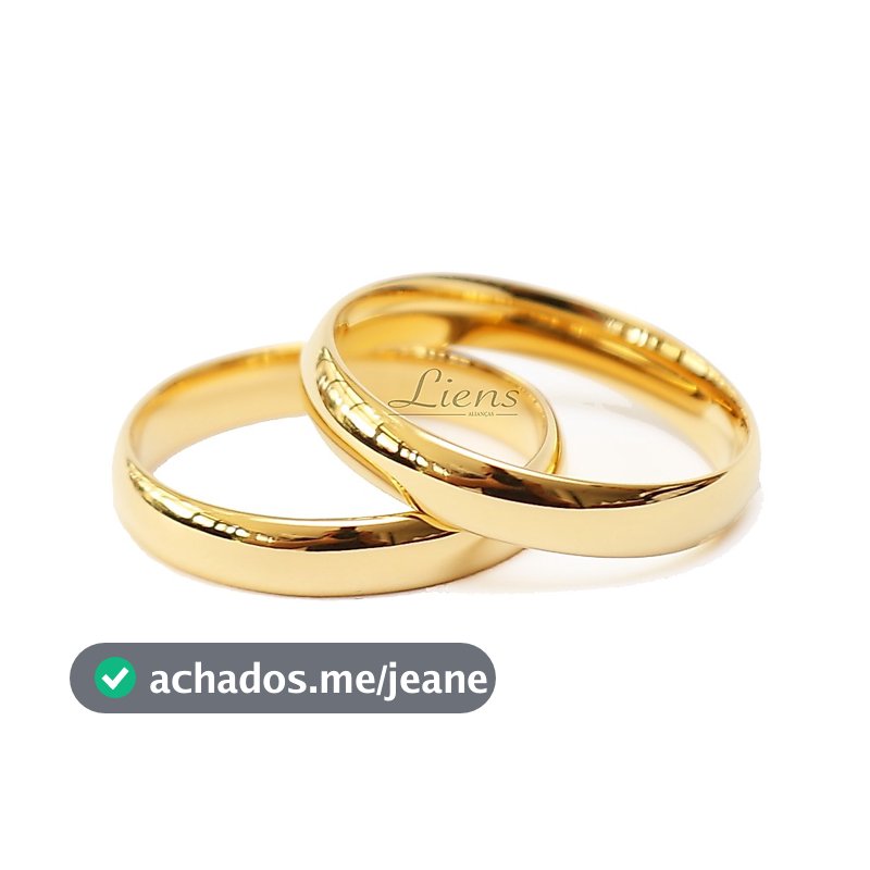 Par de Aliança Casamento Tungstênio 4mm Folheada Banhada Ouro 18k