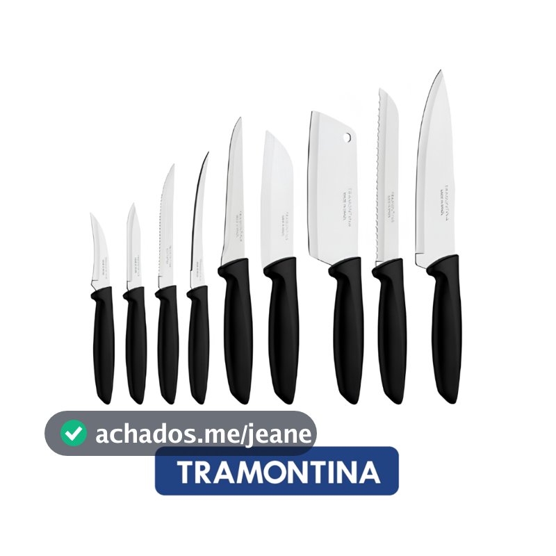Jogo de Facas 9 Peças Tramontina Aço Inox Frutas Carnes e Diversos